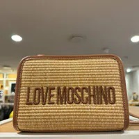 [S] LOVE MOSCHINO JC4319PP0GKN120A LOGO EMBROIDERED TRACOLLA CROSSBODY,BROWN, 8059022747013 (SLM346)