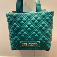 [S] LOVE MOSCHINO JC4312PP0FLA0850 DIAMOND PATTERN HAND BAG,GREEN, 8058055427916 (SLM329)