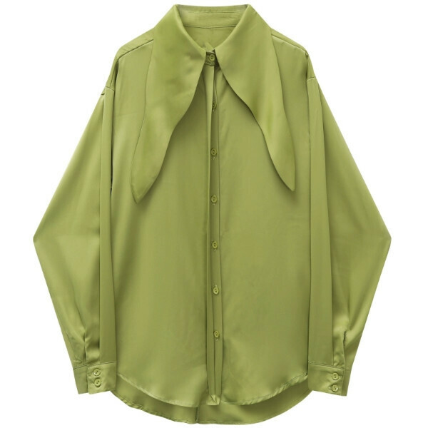 Hot selling point collar loose shirt (avocado green) (S-L size) (contact customer service after placing the order to confirm the delivery size)