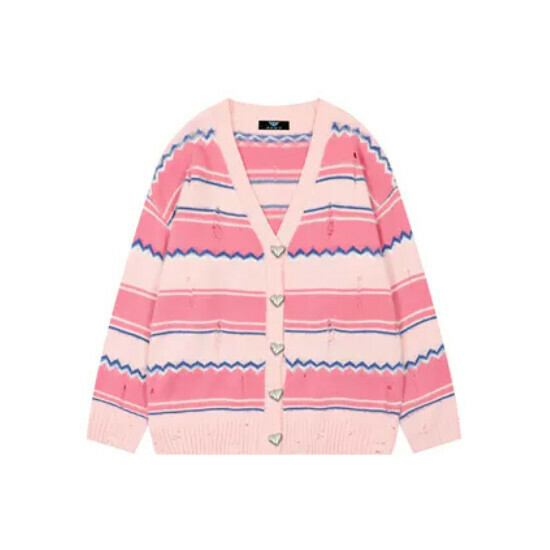 Hot Selling Cardigan Dopamine Color Block Sweater [Pink] [M-XL] (please contact customer service to confirm the delivery size after placing the order)