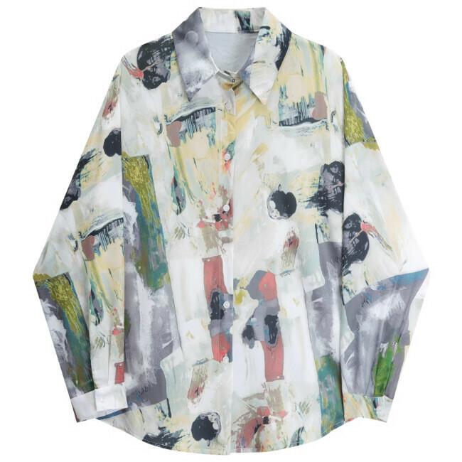 Hot selling abstract oil painting shirt (picture color) (S-L size) (contact customer service after placing order to confirm delivery size)