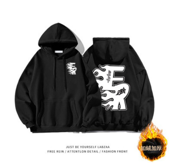 激抵連帽衛衣【M-3XL】【黑色-加絨加厚】(下單後聯絡客服確認發貨尺碼) 