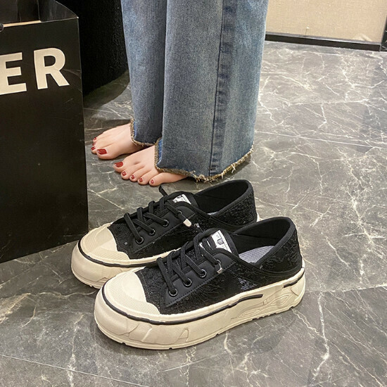 熱賣蕾絲網面板鞋【黑色】【35-40碼】（下單後請聯絡客服確認發貨尺碼）
