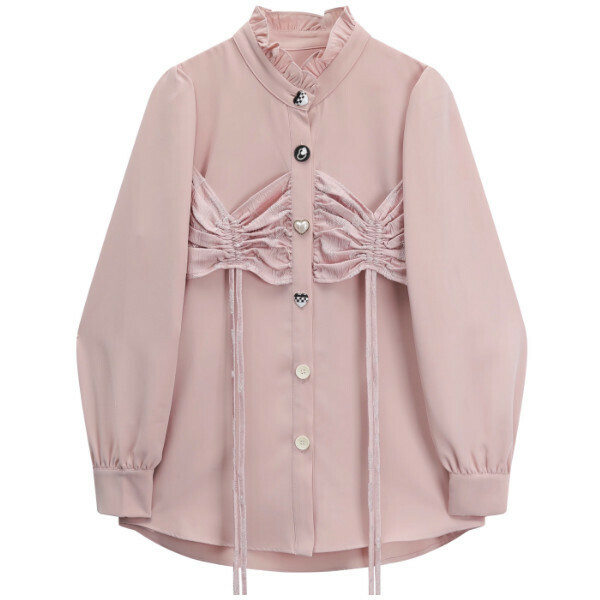 Hot selling mid-length long-sleeved shirt (pink) (size S-L) (contact customer service after placing the order to confirm the delivery size)