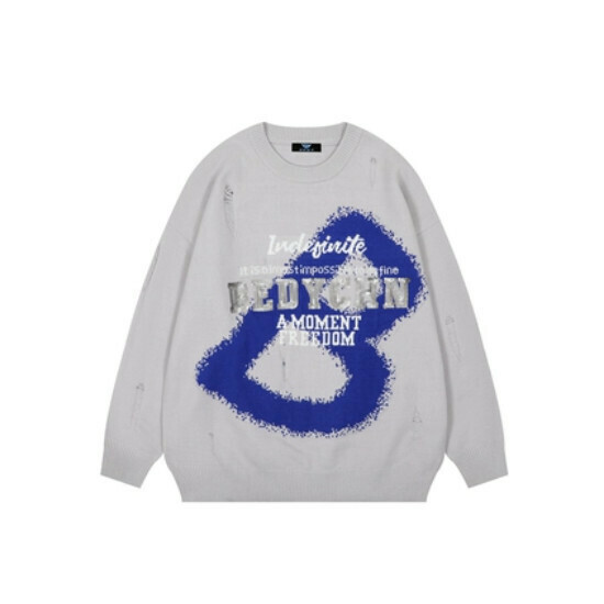 Hot selling letter sweater, loose knitted sweater [light gray] [M-XL size] (please contact customer service to confirm the delivery size after placing the order)