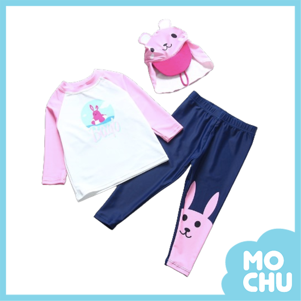 兔子游泳長袖分體泳裝(送防曬帽）