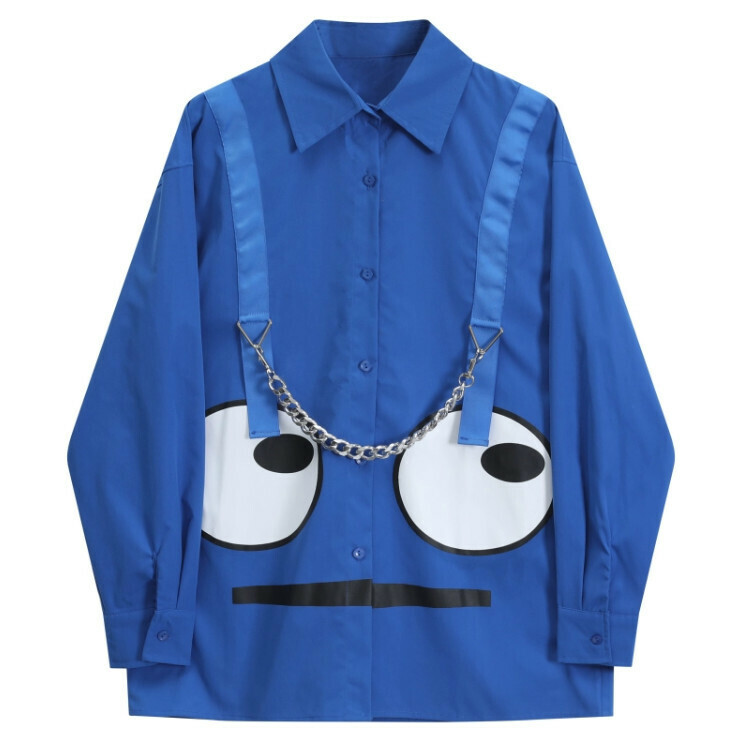 Hot selling cartoon long-sleeved shirt (blue) (size S-L) (contact customer service after placing order to confirm delivery size)
