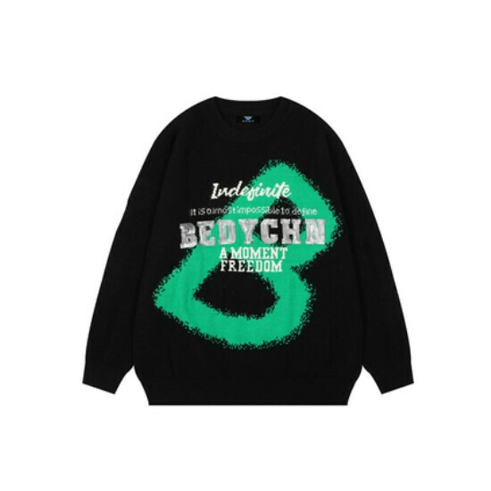 Hot selling letter sweater loose knitted sweater [black] [M-XL size] (please contact customer service to confirm the delivery size after placing the order)