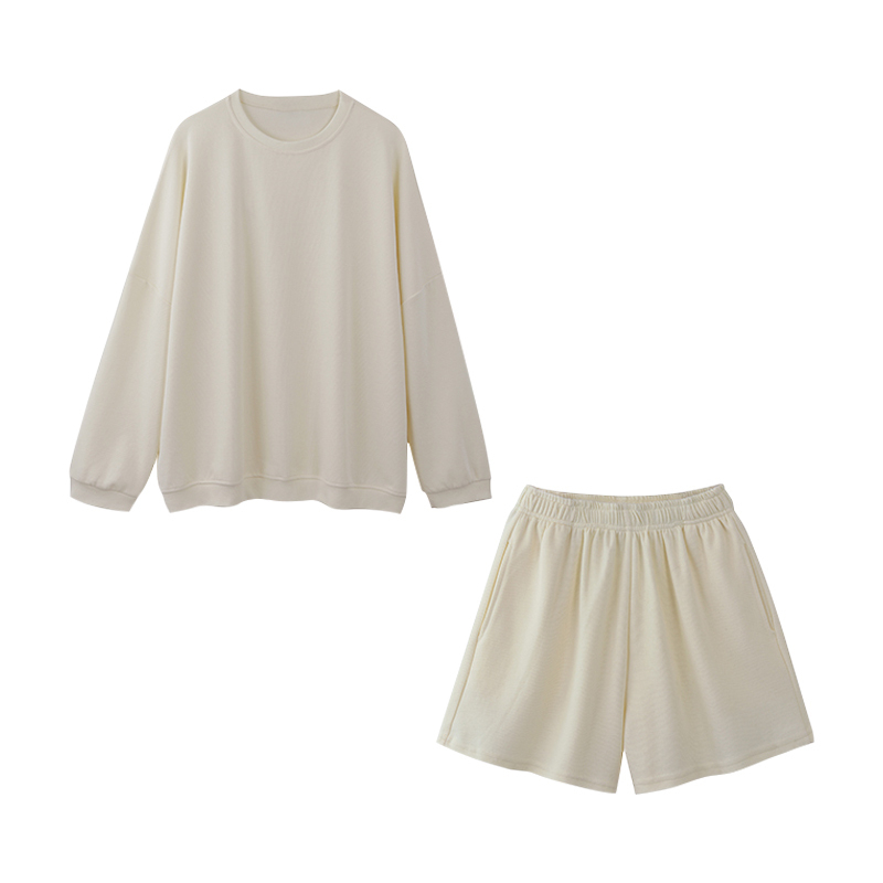 Hot selling sweatshirt + shorts set (apricot S size-XXXL size) (please contact customer service to confirm the delivery size after placing the order)
