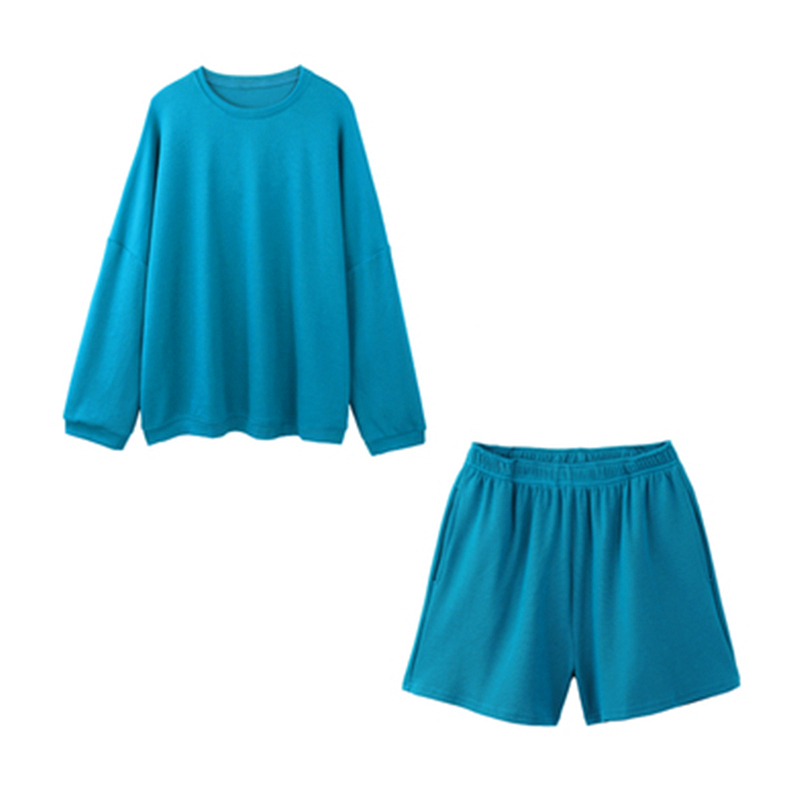 Hot selling sweatshirt + shorts set (blue S size-XXXL size) (please contact customer service to confirm the delivery size after placing the order)