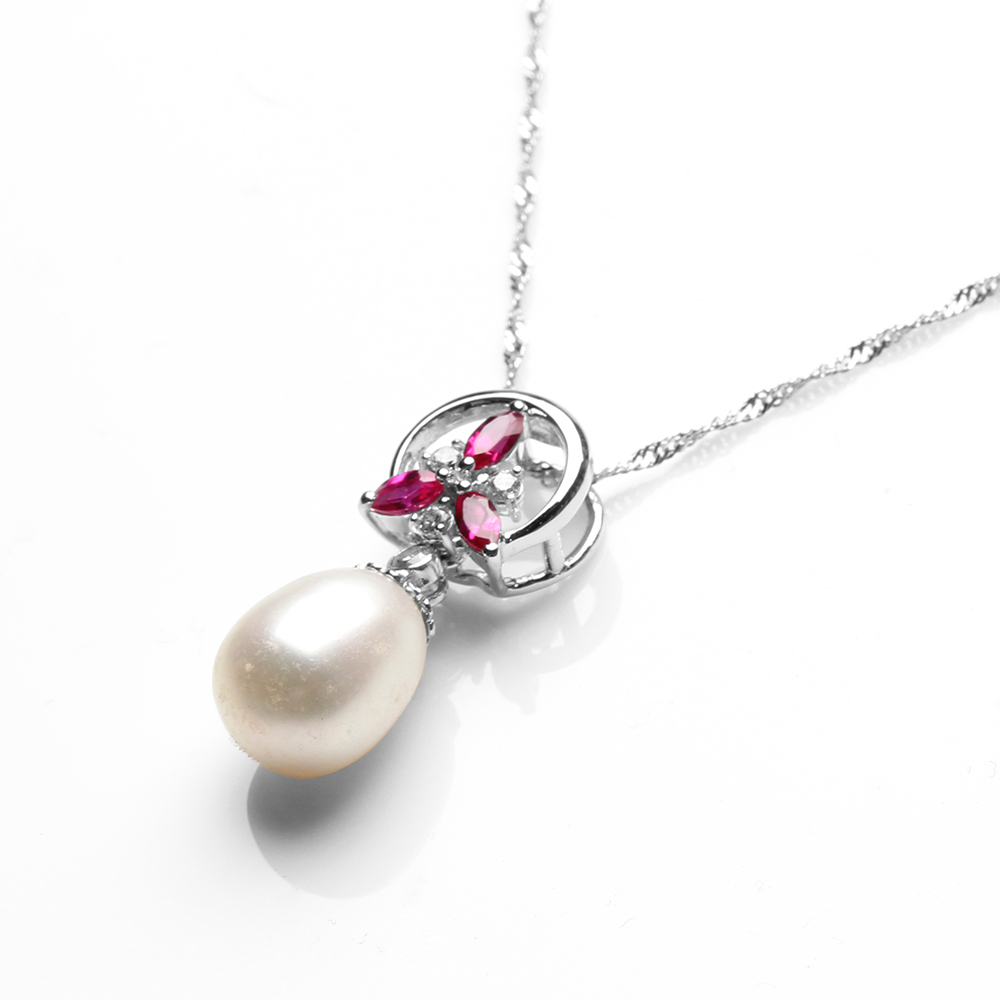 【雅紅珠寶】天然珍珠項鍊-10*14mm-925銀飾-N0381