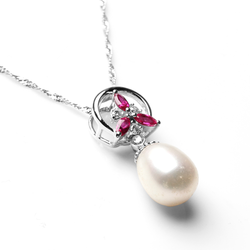 【雅紅珠寶】天然珍珠項鍊-10*14mm-925銀飾-N0381