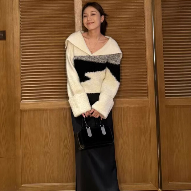 Hot selling casual wool sweater [white and black] sizes [S-XL] [please contact customer service to confirm the delivery size after placing the order]
