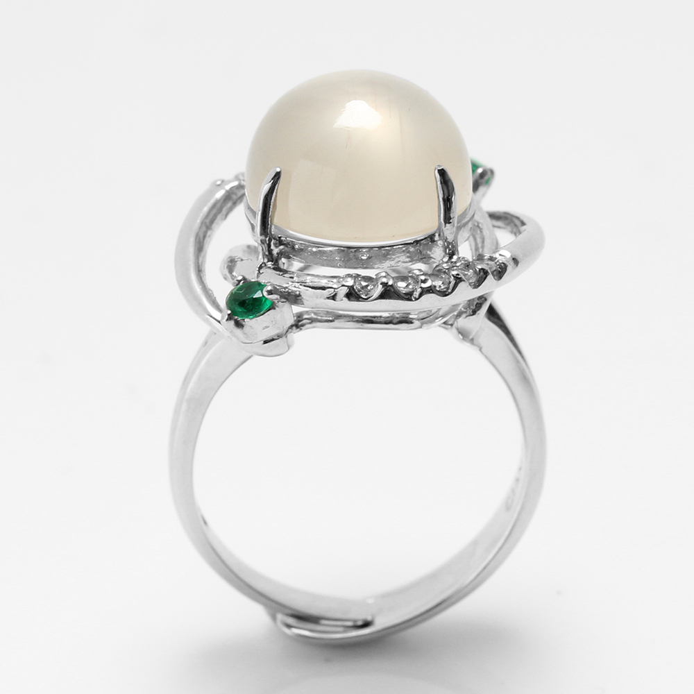 【雅紅珠寶】天然月光石戒指-10*10mm-活圍設計-925銀飾-R0439