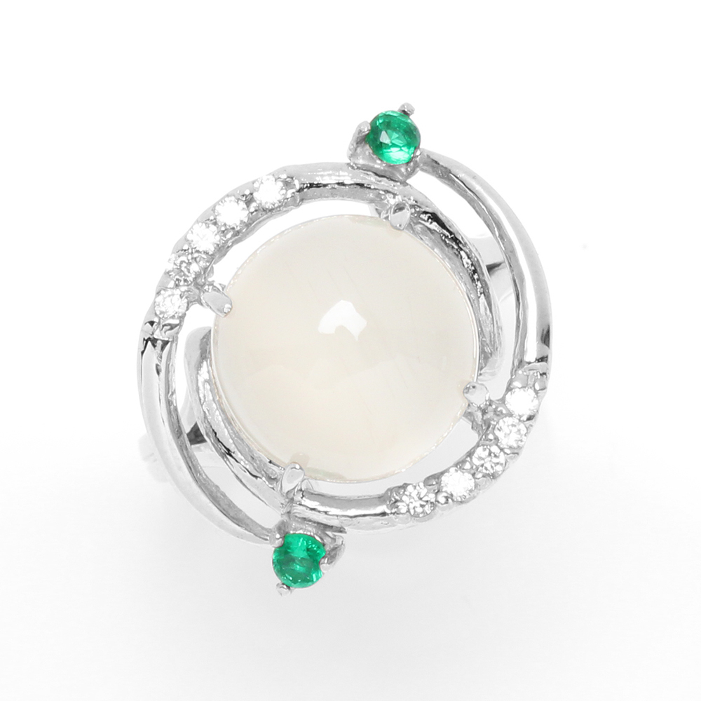 【雅紅珠寶】天然月光石戒指-10*10mm-活圍設計-925銀飾-R0439