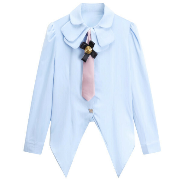 Hot selling irregular loose shirt (blue) (S/M size) (contact customer service after placing the order to confirm the delivery size)