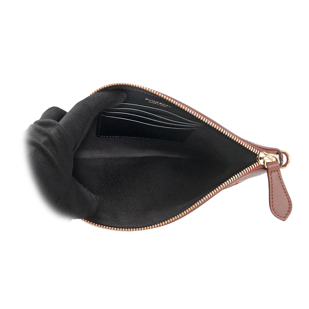 【BURBERRY】Peyton 格紋帆布及牛皮斜背包/手拿包(焦糖色) 80754401