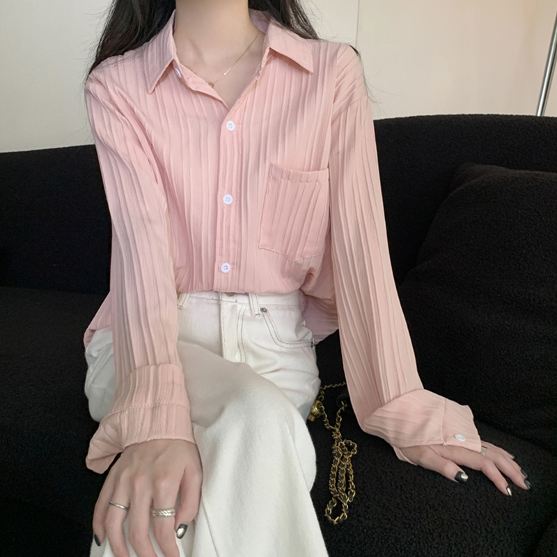 Hot selling thin long-sleeved shirt (pink size S-L) (please contact customer service to confirm the delivery size after placing the order)