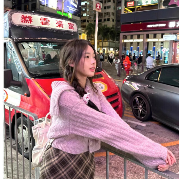 Hot selling cardigan short jacket [pink purple] size [S size - XL size] [please contact customer service after placing the order to confirm the delivery size]