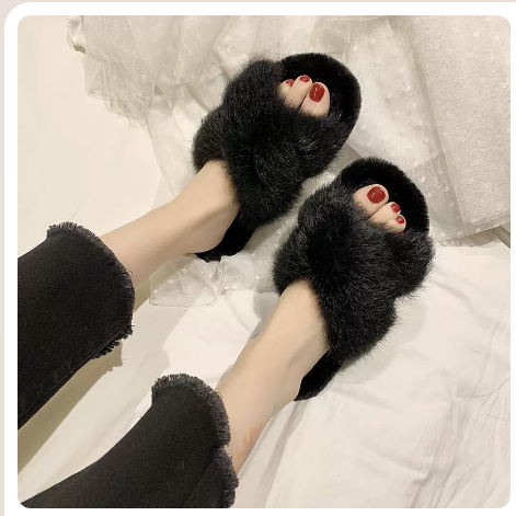 Wear wool slippers (black/size 35-40) (contact customer service to confirm the shipping size after placing an order)