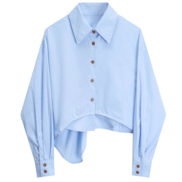 Hot selling irregular splicing long-sleeved top (Haifeng Blue) (S-L size) (contact customer service after placing the order to confirm the delivery size)
