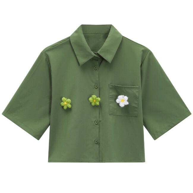 Hot selling short-sleeved outerwear shirt (green) (S-L size) (contact customer service after placing the order to confirm the delivery size)