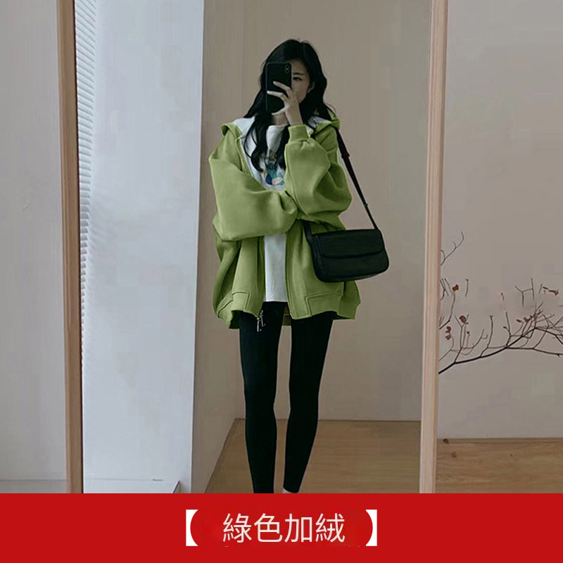熱賣寬鬆連帽衛衣（綠色加絨 M碼-XXXL碼）（下單後請聯絡客服確認發貨尺碼）