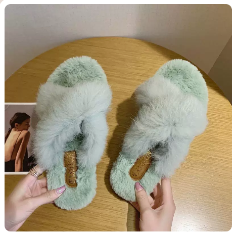 Wear wool slippers (green/size 35-40) (contact customer service to confirm the shipping size after placing an order)