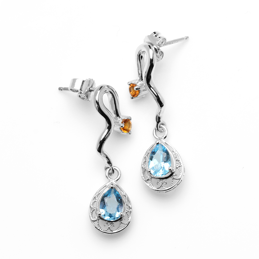 【雅紅珠寶】天然托帕石耳環-5*7mm-925銀飾-E0056