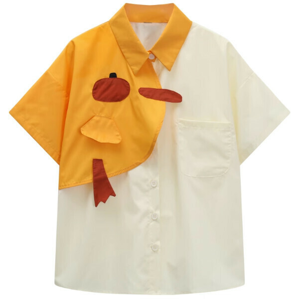 Hot selling cartoon chicken patch color shirt (picture color) (S-L size) (contact customer service after placing the order to confirm the delivery size)