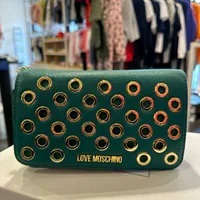 [S] LOVE MOSCHINO JC5722PP0FKD0850 ALLOVER CIRCLE DETAIL SHOULDER BAG,GREEN, 8058051927892 (SLM334)