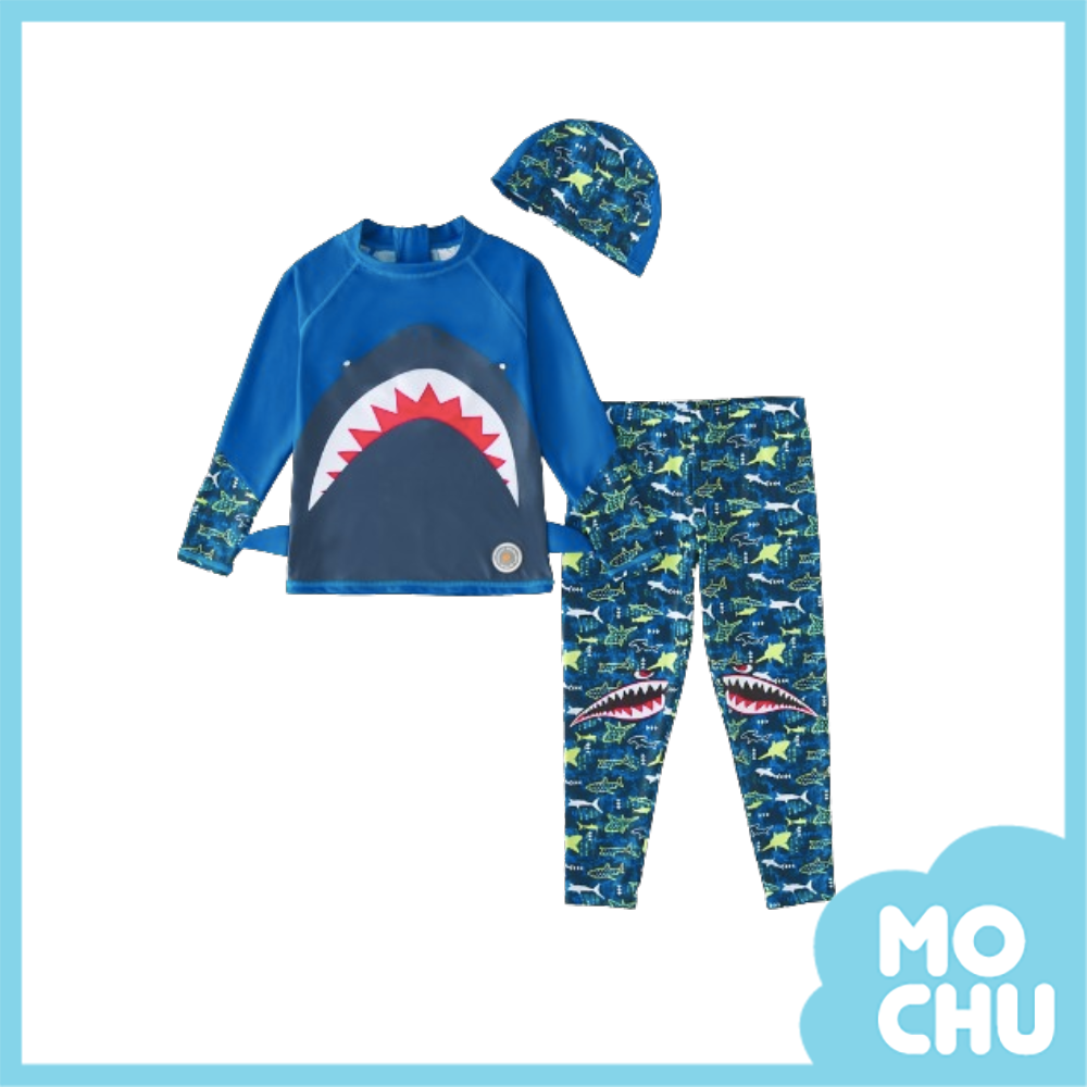 迷彩鯊魚大嘴巴長袖分體泳裝