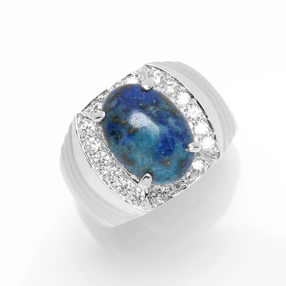 【雅紅珠寶】天然青金石戒指-10*14mm-925銀飾-R0450