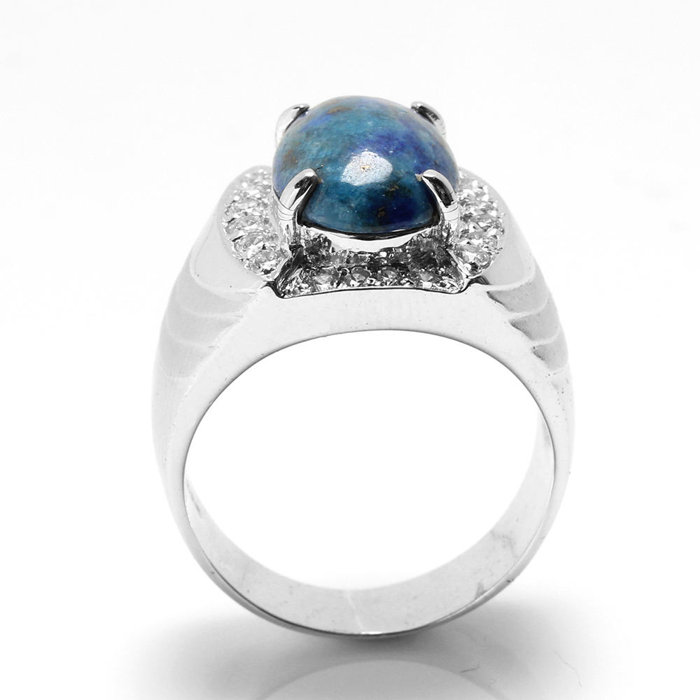 【雅紅珠寶】天然青金石戒指-10*14mm-925銀飾-R0450