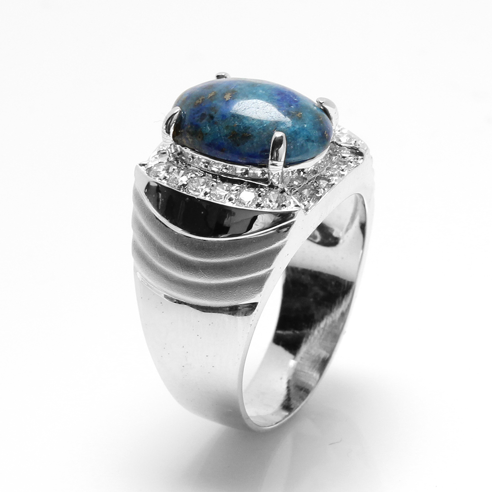 【雅紅珠寶】天然青金石戒指-10*14mm-925銀飾-R0450