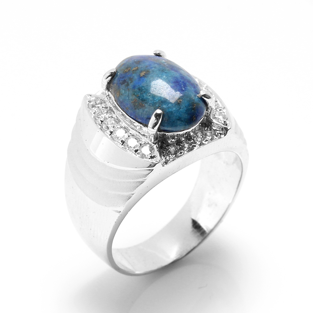 【雅紅珠寶】天然青金石戒指-10*14mm-925銀飾-R0450