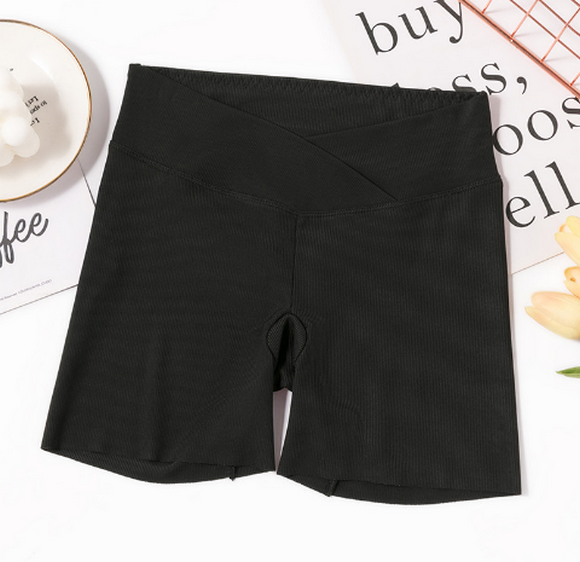 Ice Silk Leggings (Crossover Waist Triple Pants - Black) One Size 