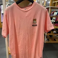 [S] MOSCHINO SMALL UNDERBEAR LOGO PATCH T-SHIRT,PINK, 231V1V078444100227 (SM808)