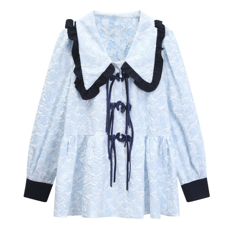 Hot selling jacquard loose shirt (picture color) (S-L size) (contact customer service after placing order to confirm delivery size)