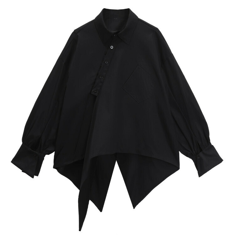 Hot selling irregular long-sleeved shirt (black) (S-XL size) (contact customer service after placing order to confirm delivery size)