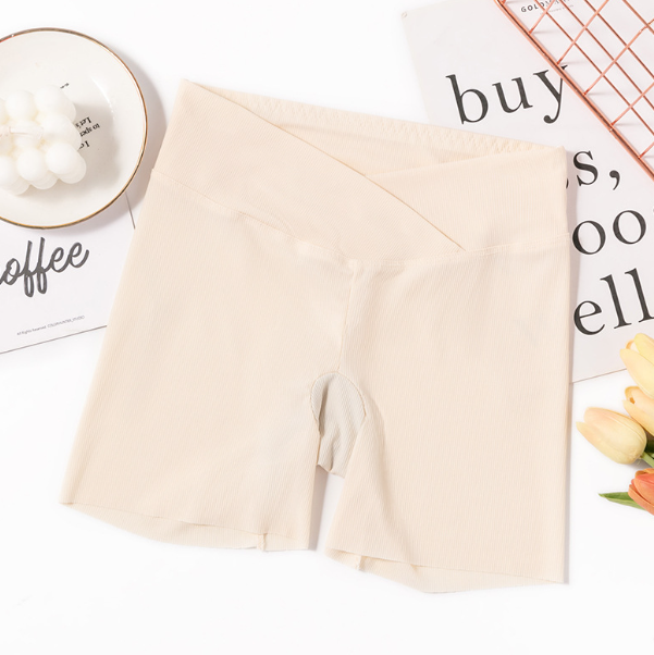 Ice Silk Leggings (Cross-Waist Three-Point Pants - Skin Tone) One Size 