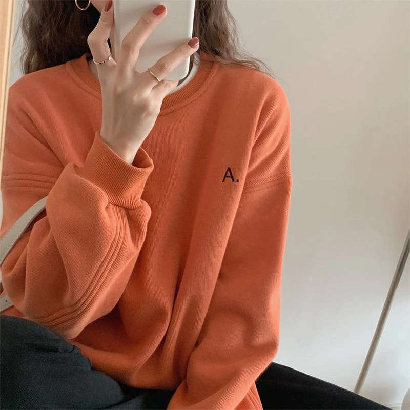 熱賣無帽圓領衛衣（桔色 S碼-XXXL碼）（下單後請聯絡客服確認發貨尺碼）