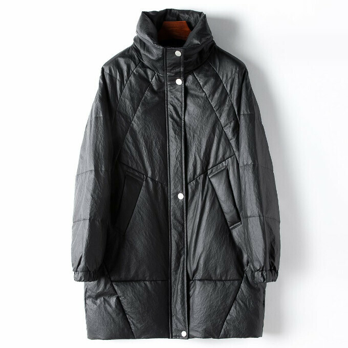 熱賣中長款澳皮白鵝羽絨大衣(M/2XL碼)(黑色)(下單後聯絡客服確認發貨尺碼)       