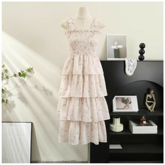 Floral slip dress (large pink flower) (one size)