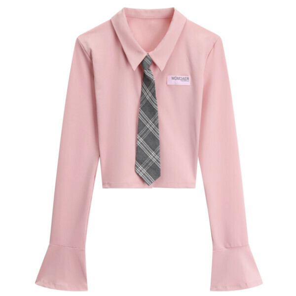 Hot selling trumpet long-sleeved knitted bottoming shirt (pink) (S-L size) (contact customer service after placing the order to confirm the delivery size)