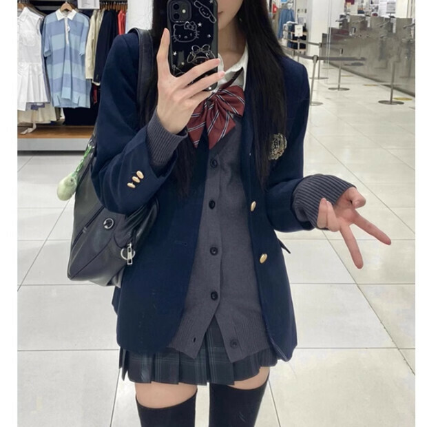 Hot Selling College Style Blazer [Dark Navy] Sizes [S-XL] [Please contact customer service to confirm the shipping size after placing the order]