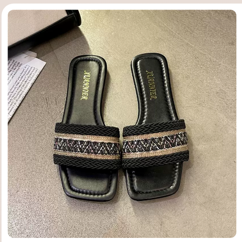 Flat slippers (black/size 35-43) (contact customer service to confirm the shipping size after placing an order)