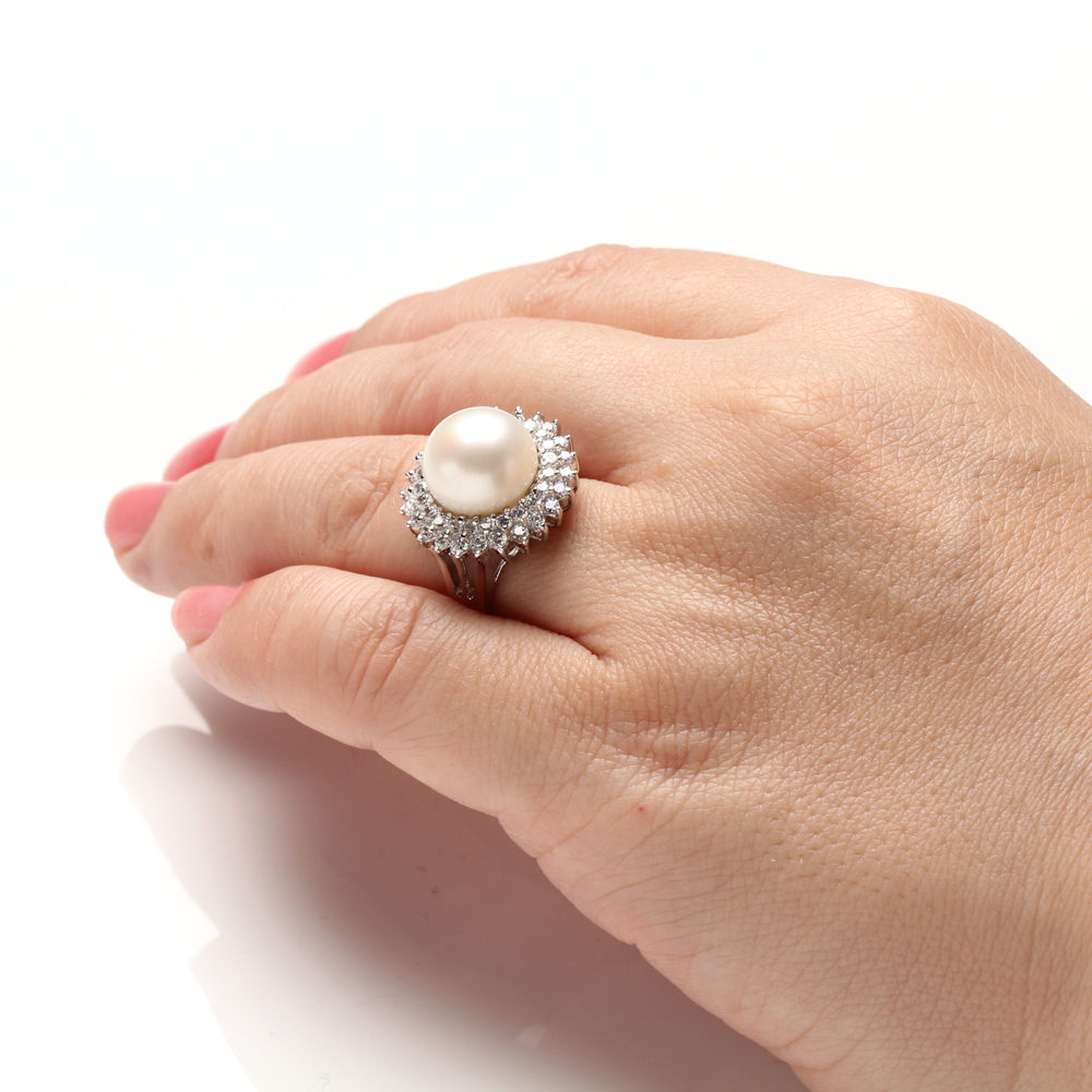 【雅紅珠寶】天然珍珠戒指-11*11mm-925銀飾-繁星點點-R0447