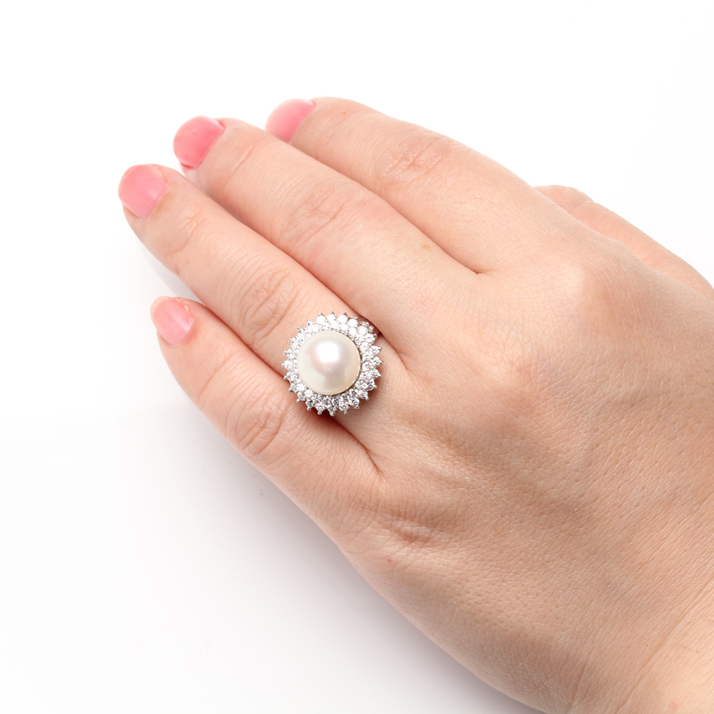 【雅紅珠寶】天然珍珠戒指-11*11mm-925銀飾-繁星點點-R0447