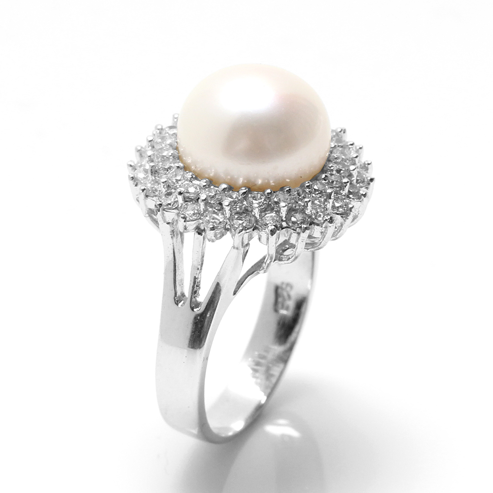 【雅紅珠寶】天然珍珠戒指-11*11mm-925銀飾-繁星點點-R0447